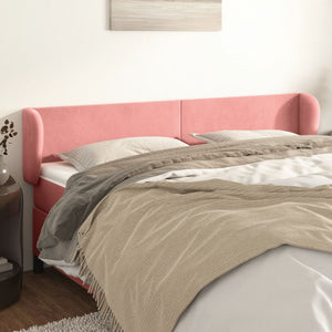 vidaXL Tête de lit à oreilles Rose 163x23x78/88 cm Velours