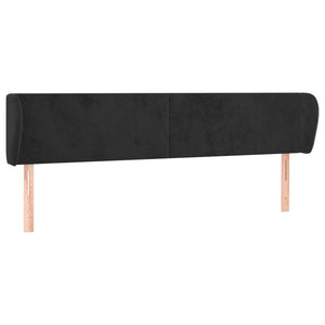 Kopfteil mit Ohren Schwarz 203x23x78/88 cm Samt