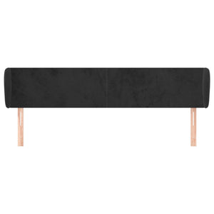 Kopfteil mit Ohren Schwarz 203x23x78/88 cm Samt
