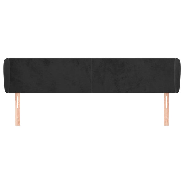 Kopfteil mit Ohren Schwarz 203x23x78/88 cm Samt