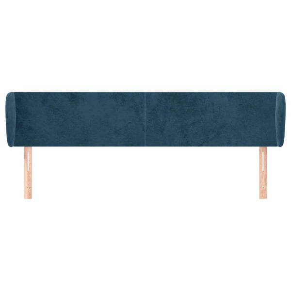 Kopfteil mit Ohren Dunkelblau 203x23x78/88 cm Samt