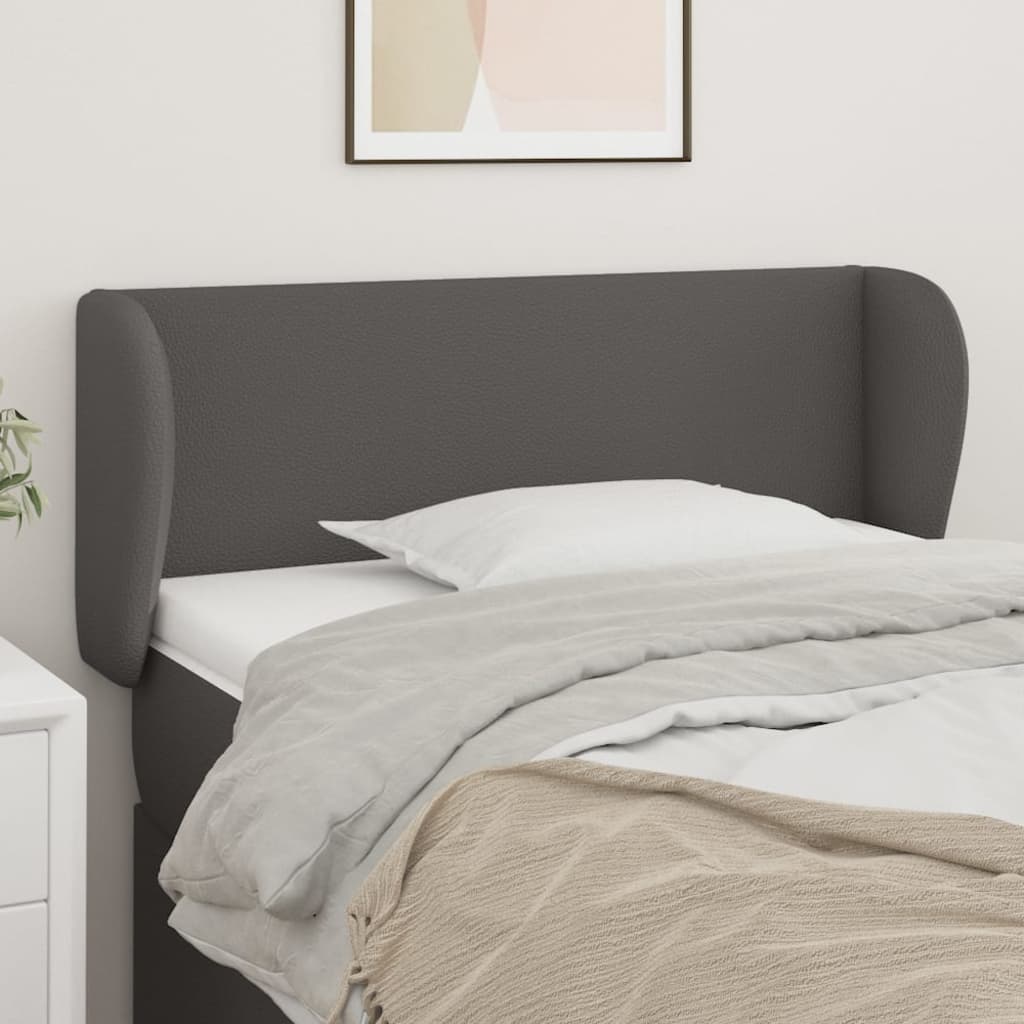 Kopfteil mit Ohren Grau 103x23x78/88 cm Kunstleder