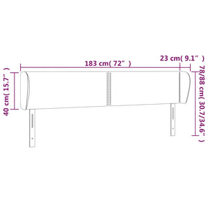 vidaXL Tête de lit à oreilles Gris foncé 183x23x78/88 cm Tissu