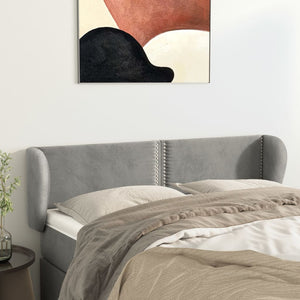 vidaXL Tête de lit à oreilles Gris clair 147x23x78/88 cm Velours