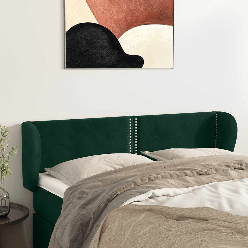Kopfteil mit Ohren Dunkelgrün 147x23x78/88 cm Samt