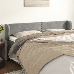 Kopfteil mit Ohren Hellgrau 163x23x78/88 cm Samt