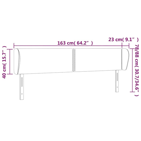 Kopfteil mit Ohren Dunkelblau 163x23x78/88 cm Samt