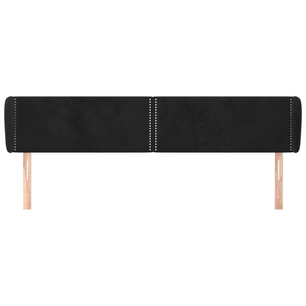 Kopfteil mit Ohren Schwarz 183x23x78/88 cm Samt