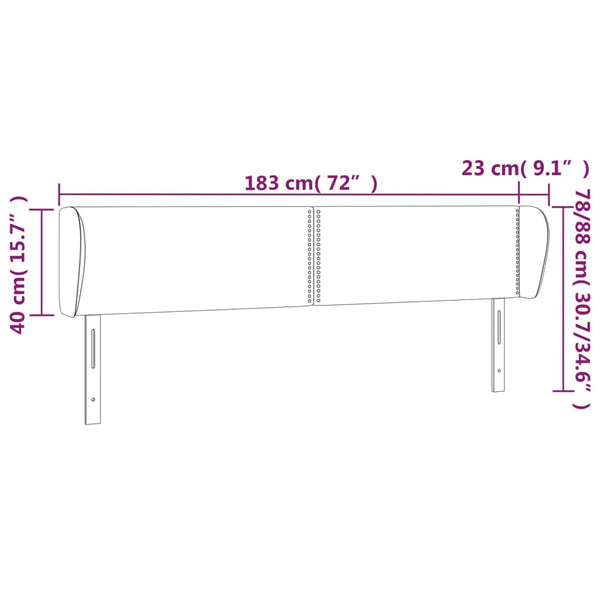 vidaXL Tête de lit avec oreilles rose 183x23x78/88 cm velours