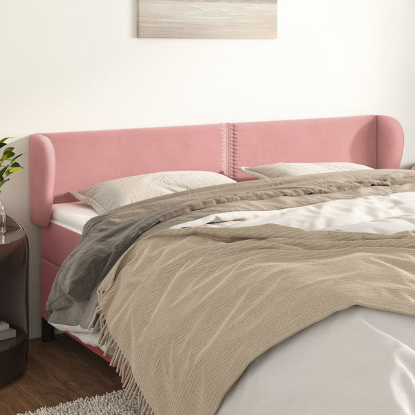 vidaXL Tête de lit avec oreilles rose 183x23x78/88 cm velours