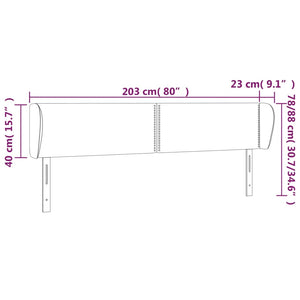 Kopfteil mit Ohren Hellgrau 203x23x78/88 cm Samt