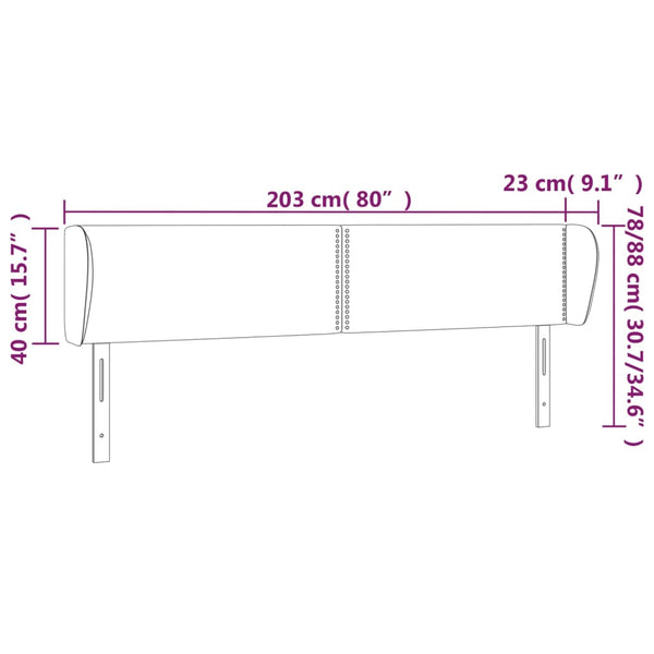 Kopfteil mit Ohren Dunkelgrau 203x23x78/88 cm Samt