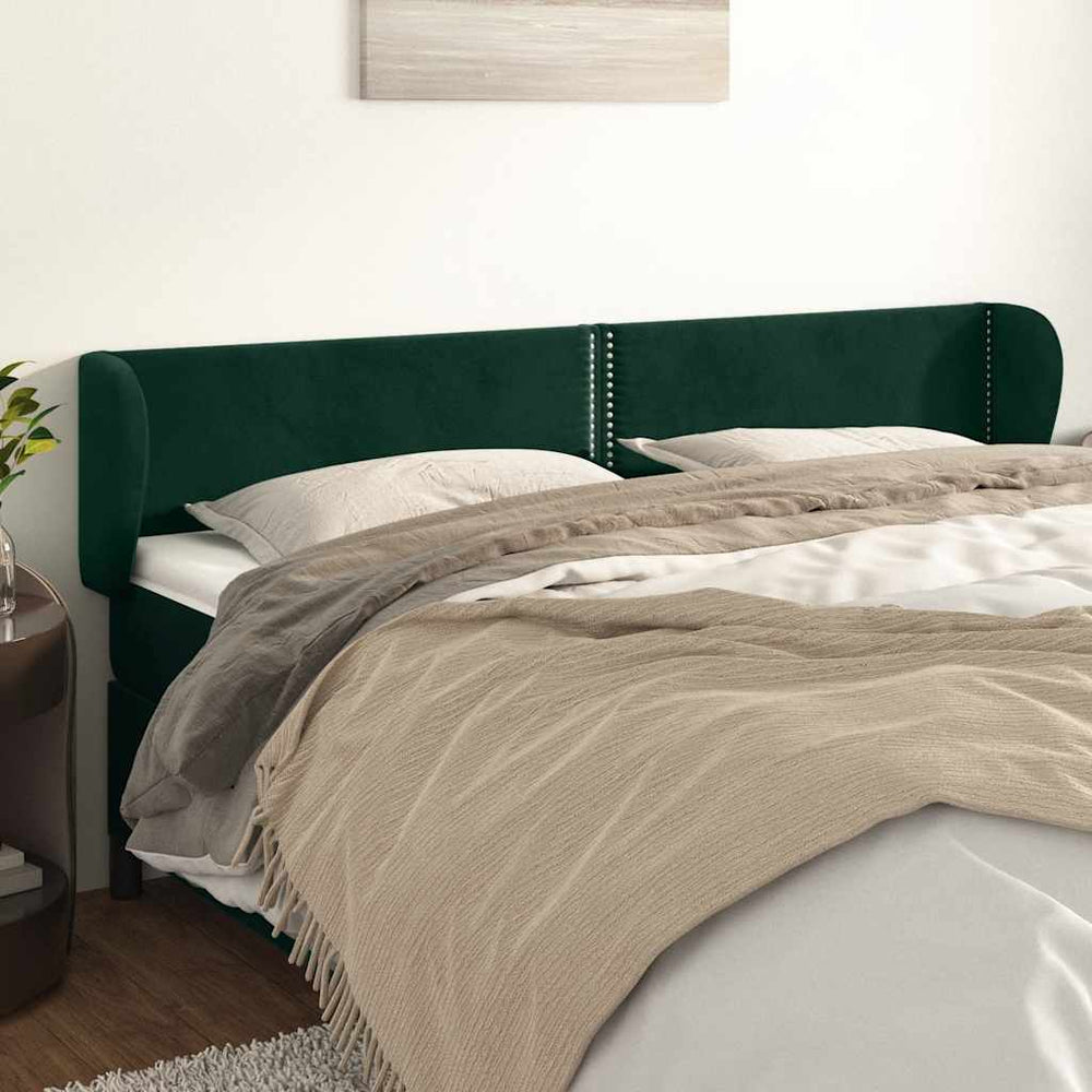 Kopfteil mit Ohren Dunkelgrün 203x23x78/88 cm Samt