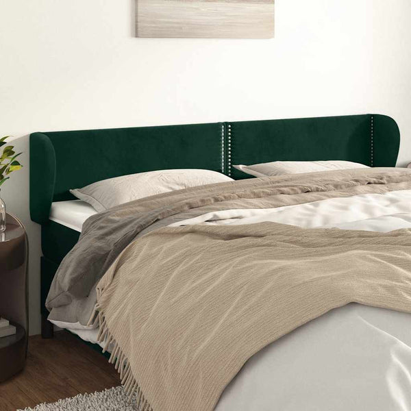 Kopfteil mit Ohren Dunkelgrün 203x23x78/88 cm Samt