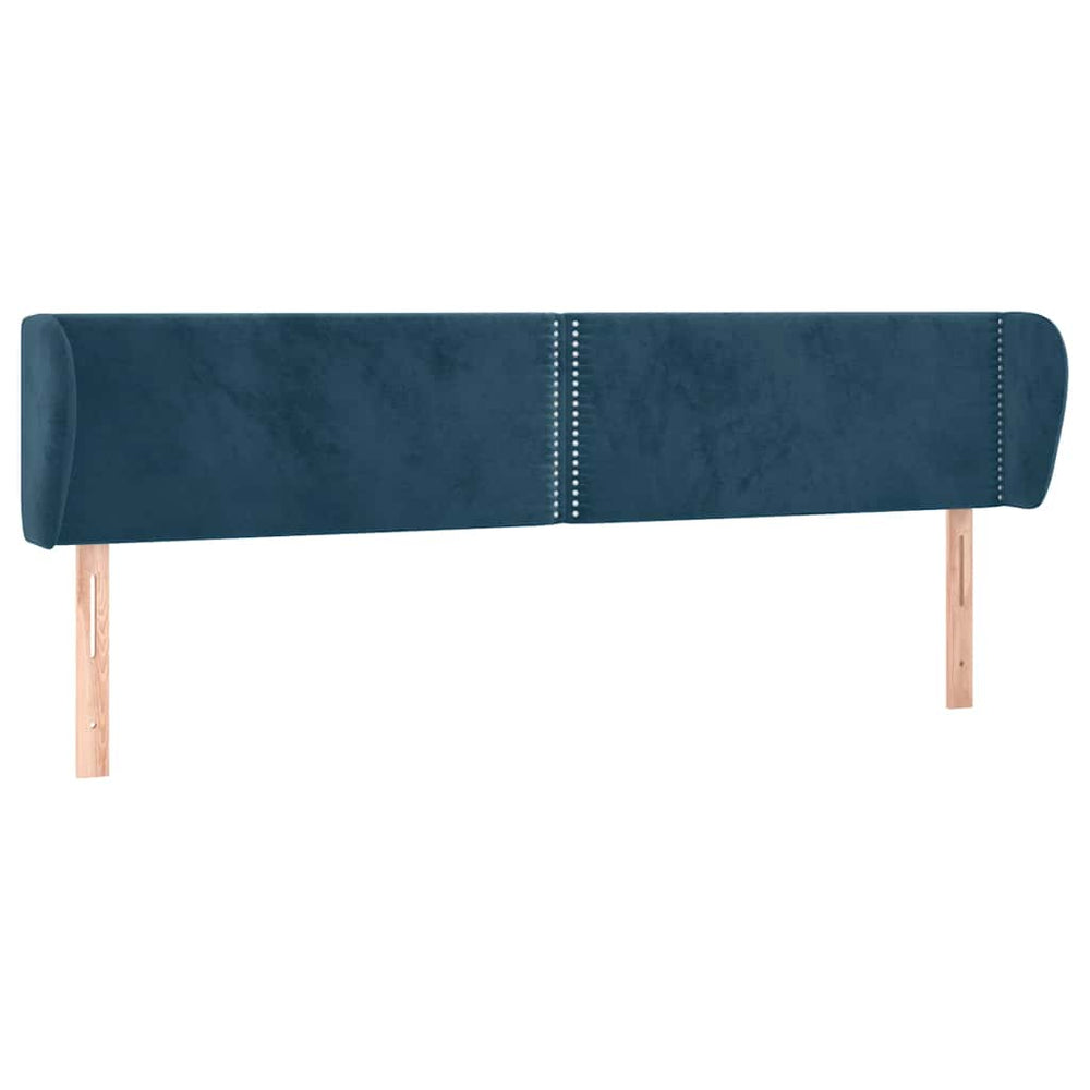 Kopfteil mit Ohren Dunkelblau 203x23x78/88 cm Samt