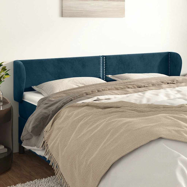 Kopfteil mit Ohren Dunkelblau 203x23x78/88 cm Samt
