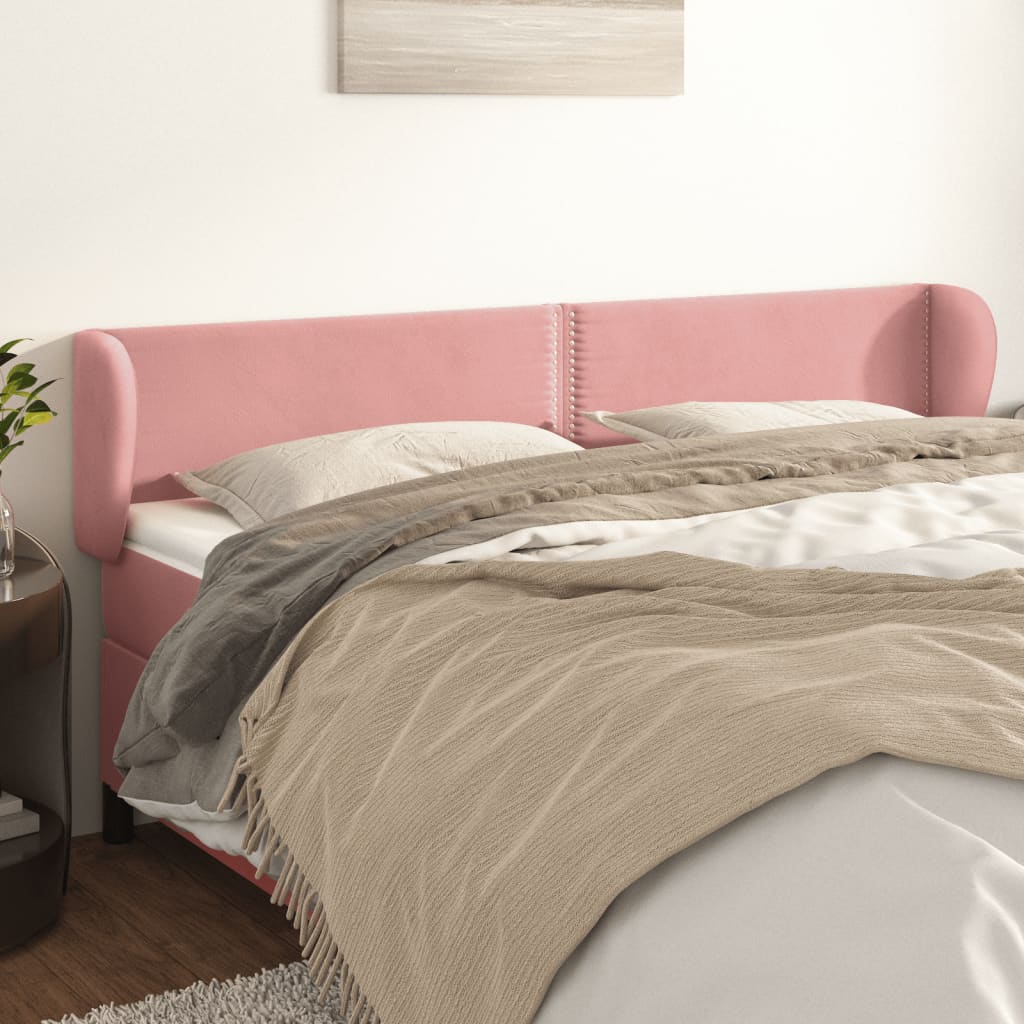 vidaXL Tête de lit à oreilles Rose 203x23x78/88 cm Velours