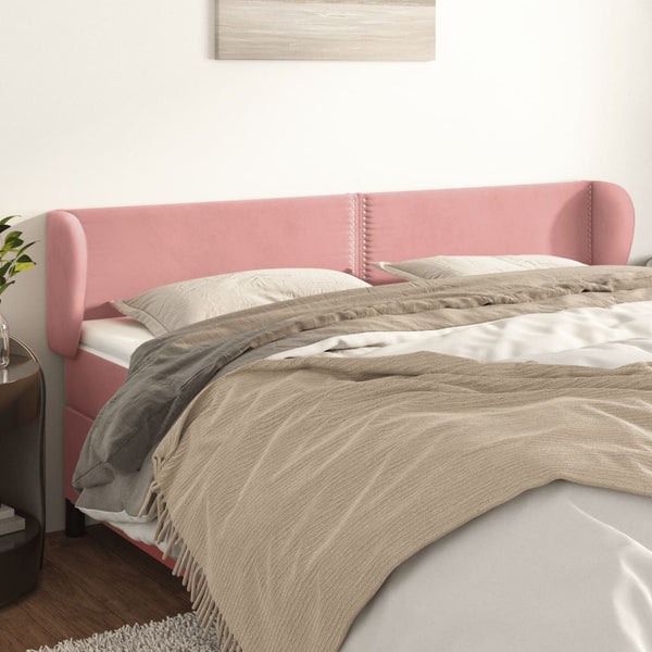 vidaXL Tête de lit à oreilles Rose 203x23x78/88 cm Velours