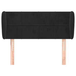 Kopfteil mit Ohren Schwarz 93x23x78/88 cm Samt