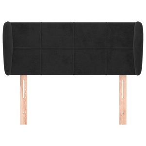 Kopfteil mit Ohren Schwarz 103x23x78/88 cm Samt