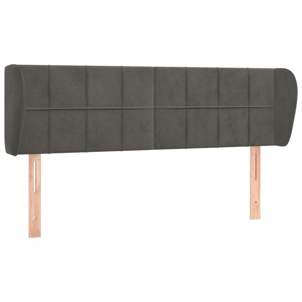 vidaXL Tête de lit à oreilles Gris foncé 147x23x78/88 cm Velours