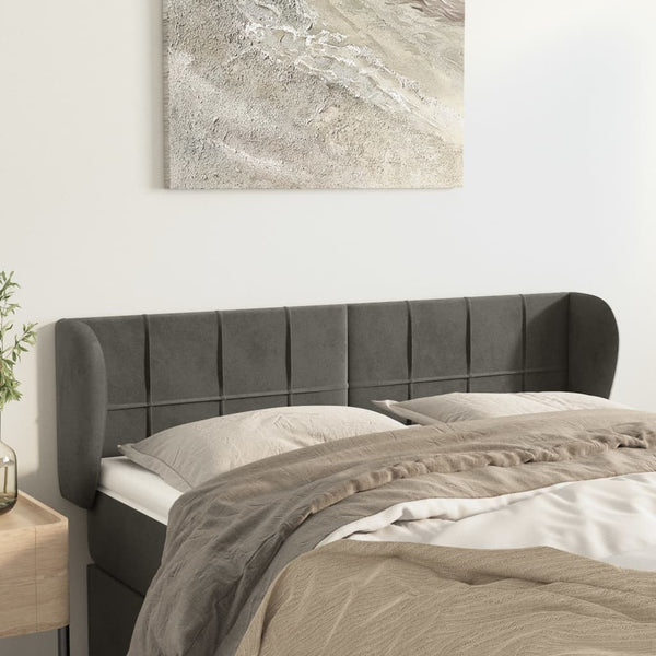 vidaXL Tête de lit à oreilles Gris foncé 147x23x78/88 cm Velours