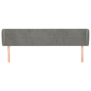 Kopfteil mit Ohren Hellgrau 163x23x78/88 cm Samt