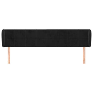 Kopfteil mit Ohren Schwarz 183x23x78/88 cm Samt