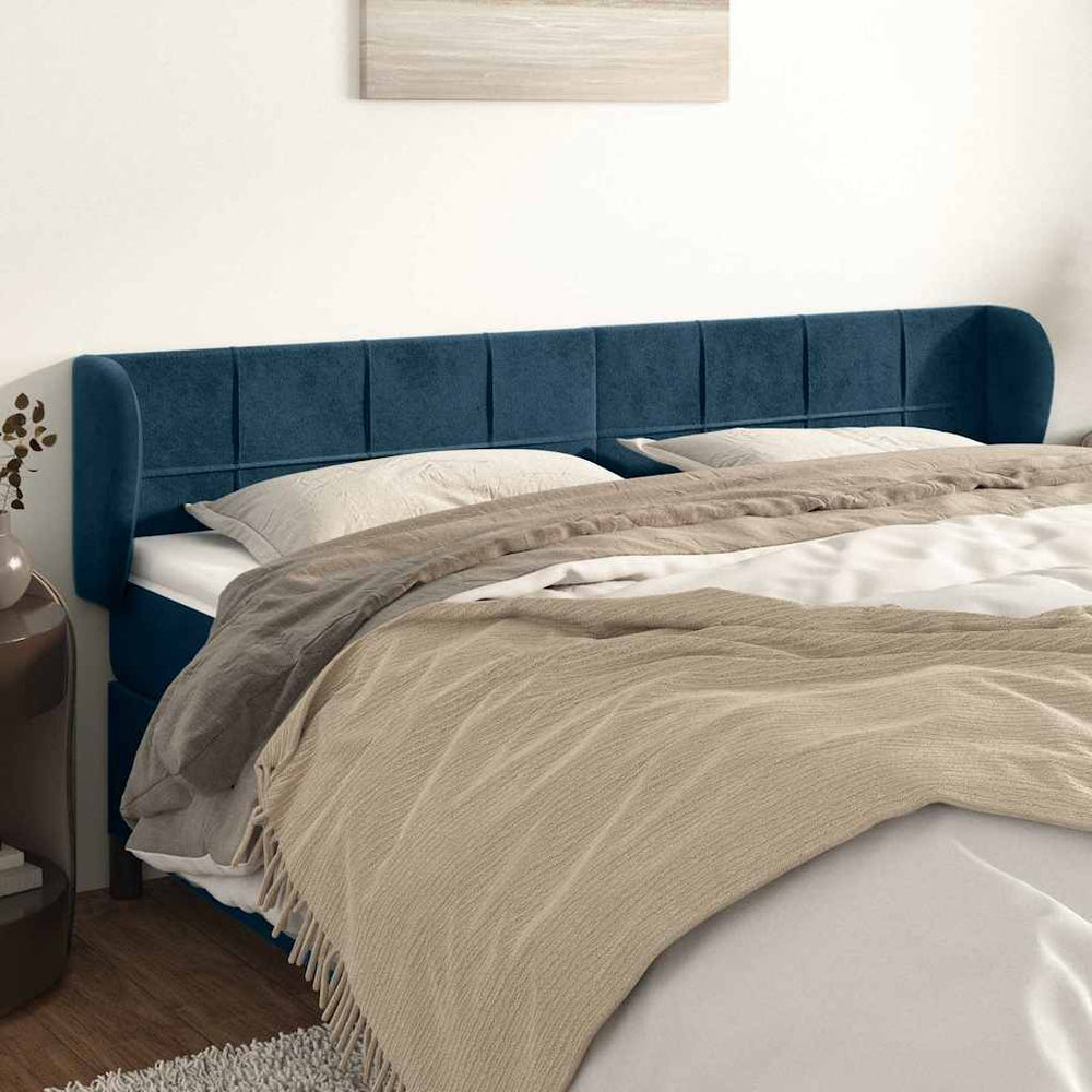 Kopfteil mit Ohren Dunkelblau 183x23x78/88 cm Samt