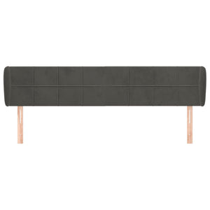 vidaXL Tête de lit à oreilles Gris foncé 203x23x78/88 cm Velours