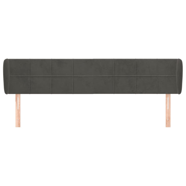 vidaXL Tête de lit à oreilles Gris foncé 203x23x78/88 cm Velours