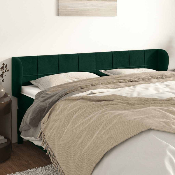Kopfteil mit Ohren Dunkelgrün 203x23x78/88 cm Samt