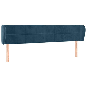 Kopfteil mit Ohren Dunkelblau 203x23x78/88 cm Samt