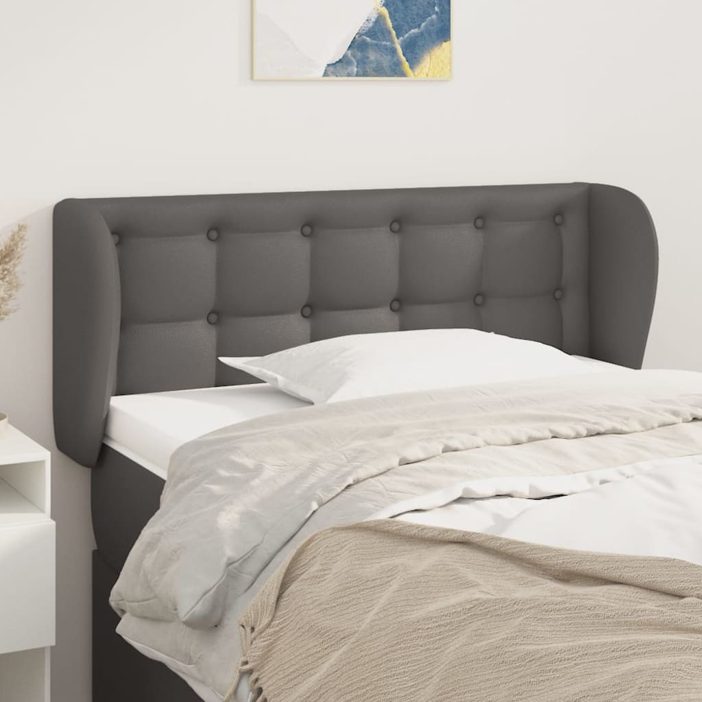 Kopfteil mit Ohren Grau 83x23x78/88 cm Kunstleder