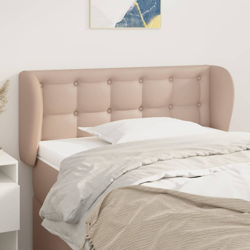 Kopfteil mit Ohren Cappuccino-Braun 83x23x78/88 cm Kunstleder