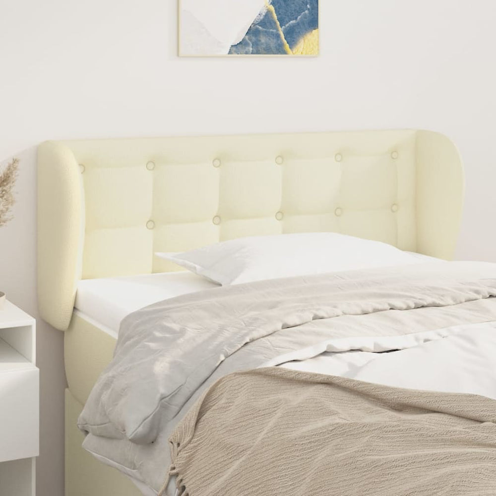 Kopfteil mit Ohren Creme 93x23x78/88 cm Kunstleder