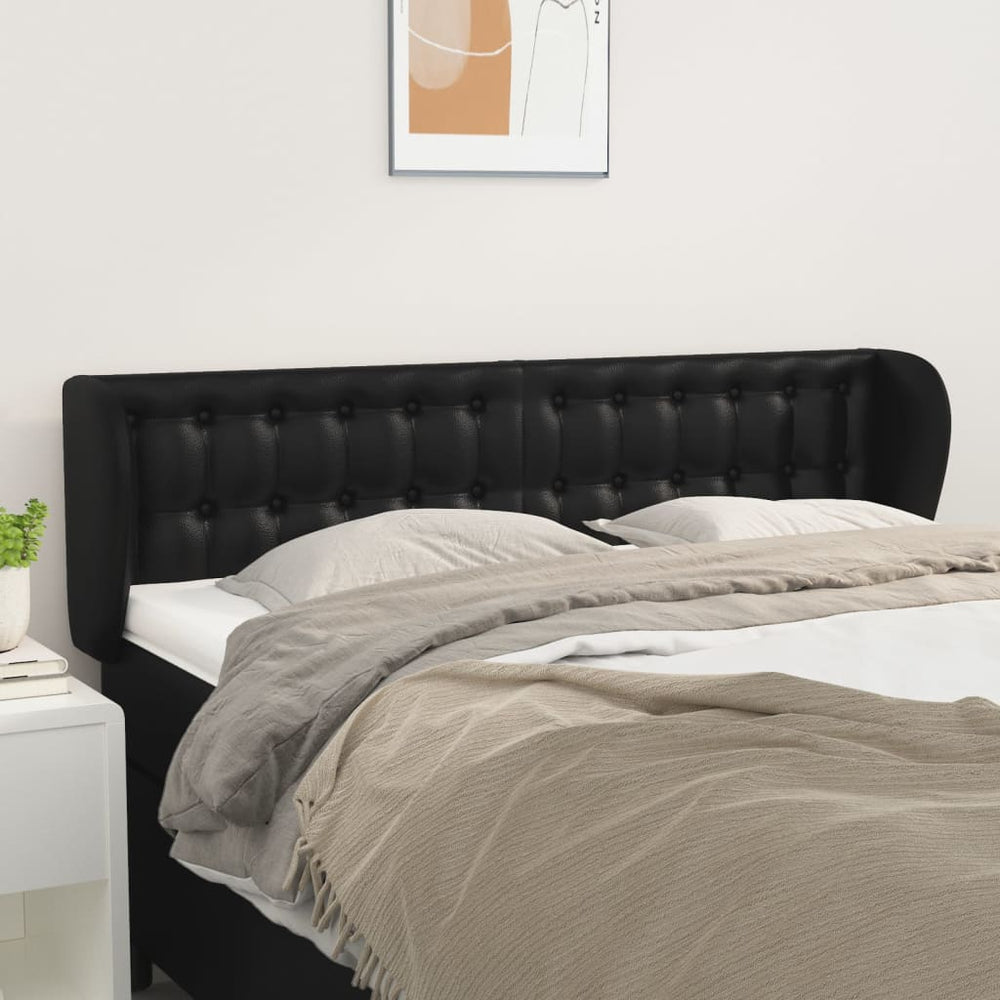 Kopfteil mit Ohren Schwarz 147x23x78/88 cm Kunstleder