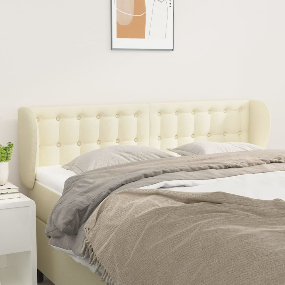 Kopfteil mit Ohren Creme 147x23x78/88 cm Kunstleder