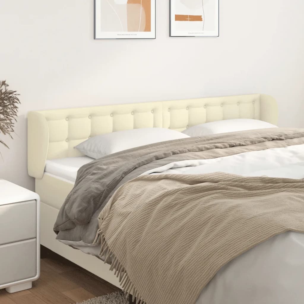 Kopfteil mit Ohren Creme 183x23x78/88 cm Kunstleder