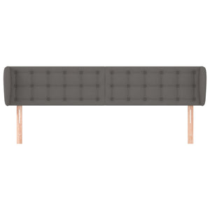 Kopfteil mit Ohren Grau 203x23x78/88 cm Kunstleder