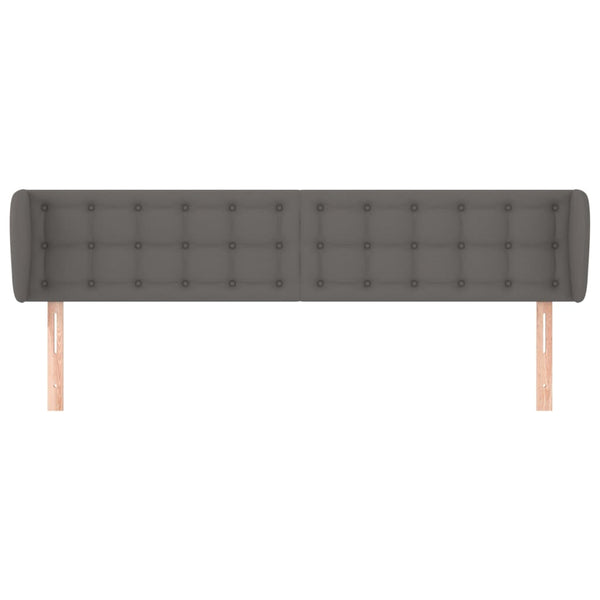 Kopfteil mit Ohren Grau 203x23x78/88 cm Kunstleder