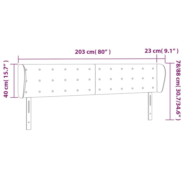 Kopfteil mit Ohren Grau 203x23x78/88 cm Kunstleder