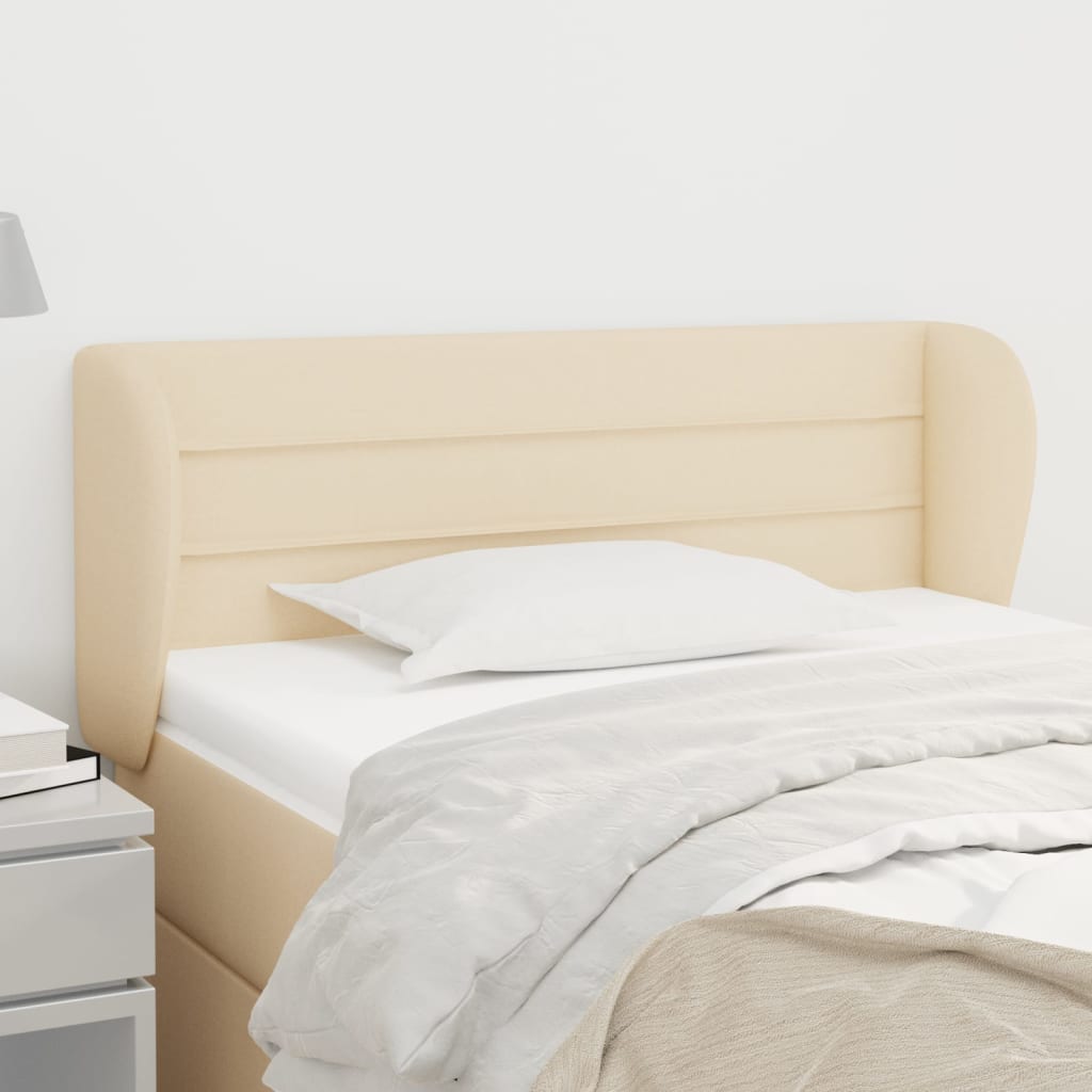Kopfteil mit Ohren Creme 83x23x78/88 cm Stoff