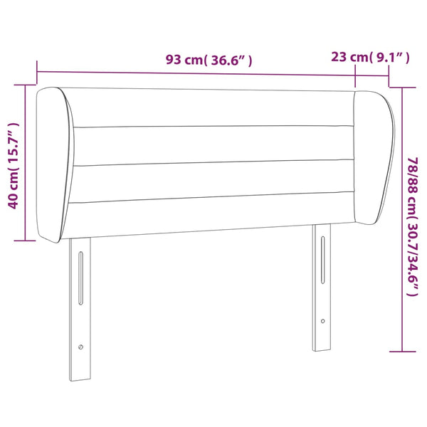 vidaXL Tête de lit à oreilles Noir 93x23x78/88 cm Tissu