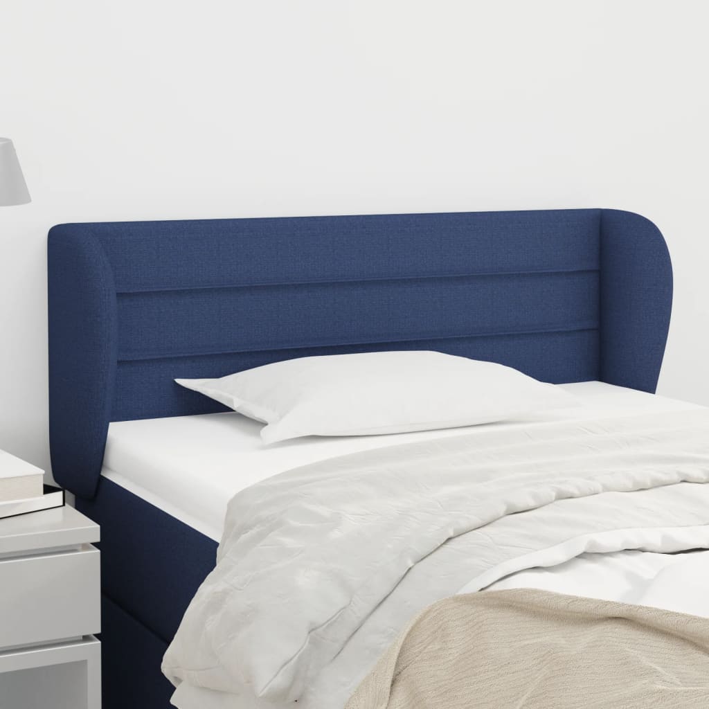 vidaXL Tête de lit à oreilles Bleu 103x23x78/88 cm Tissu