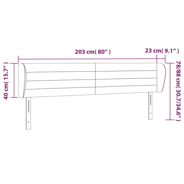 vidaXL Tête de lit à oreilles crème 203x23x78/88 cm Tissu