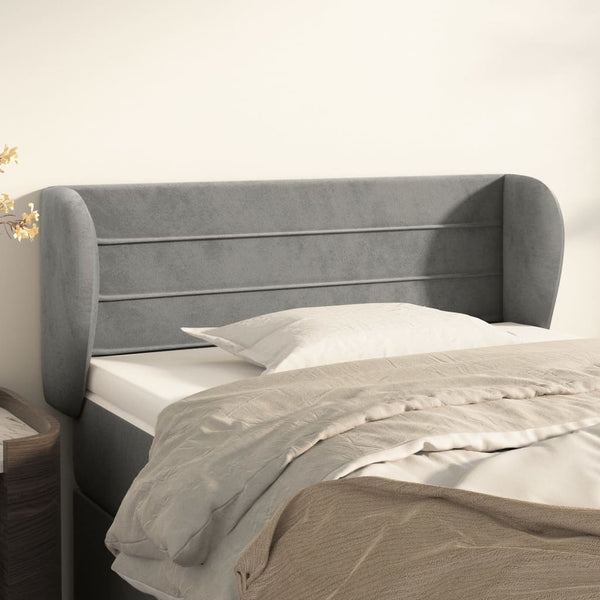 vidaXL Tête de lit avec oreilles gris clair 83x23x78/88 cm velours
