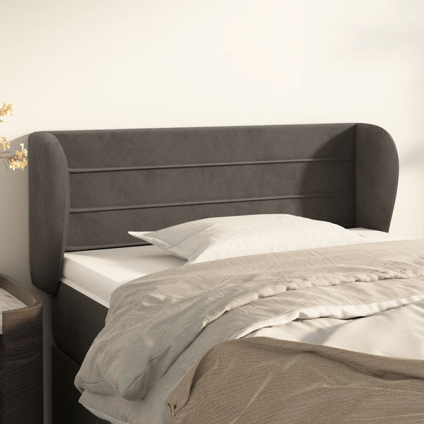 vidaXL Tête de lit à oreilles Gris foncé 103x23x78/88 cm Velours