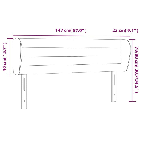 vidaXL Tête de lit à oreilles Gris clair 147x23x78/88 cm Velours