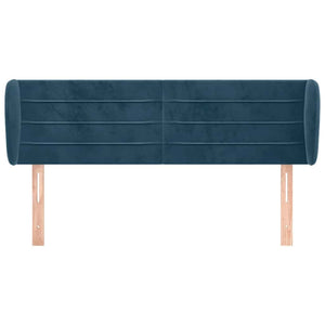 vidaXL Tête de lit avec oreilles Bleu foncé 147x23x78/88 cm Velours
